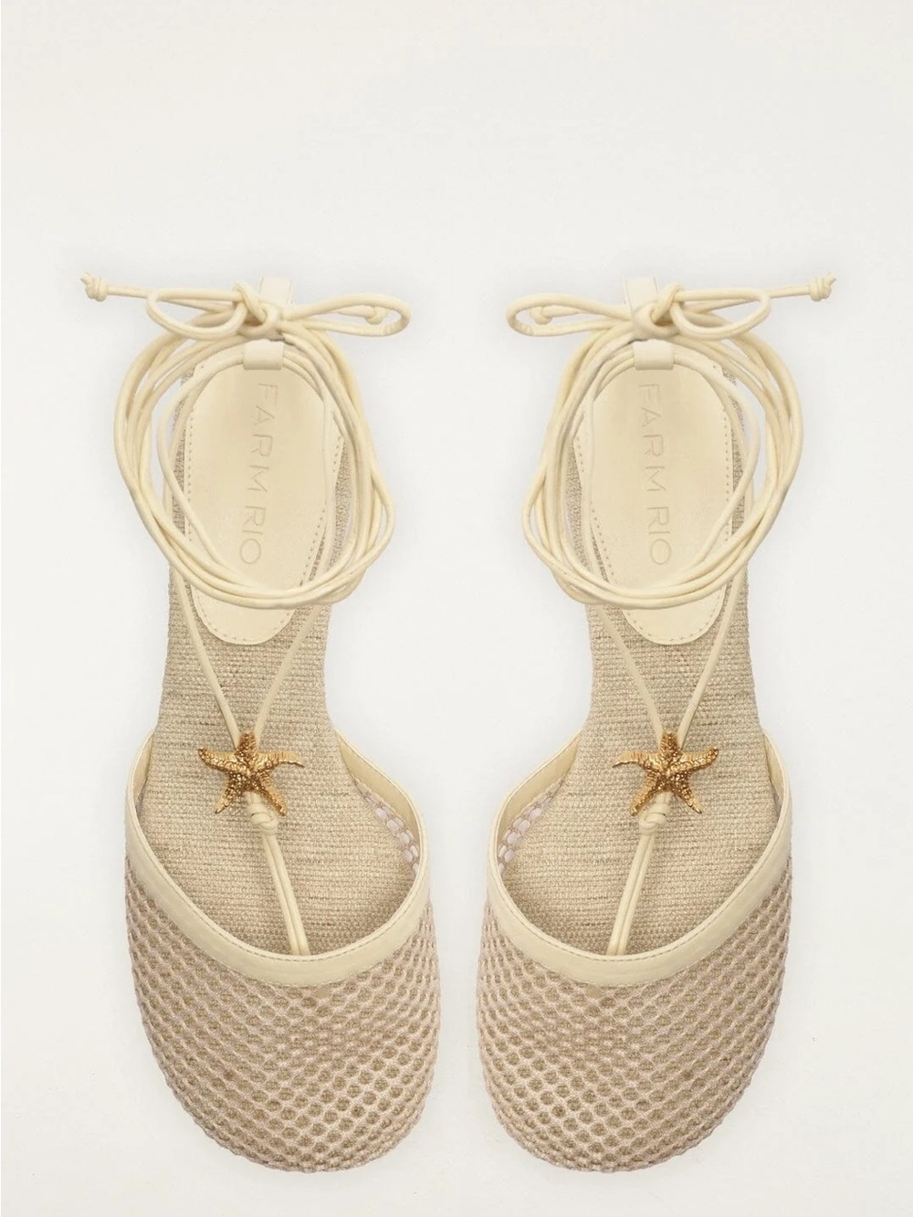 FARM RIO Neutral Beige Starfish Lace-Up Sandals